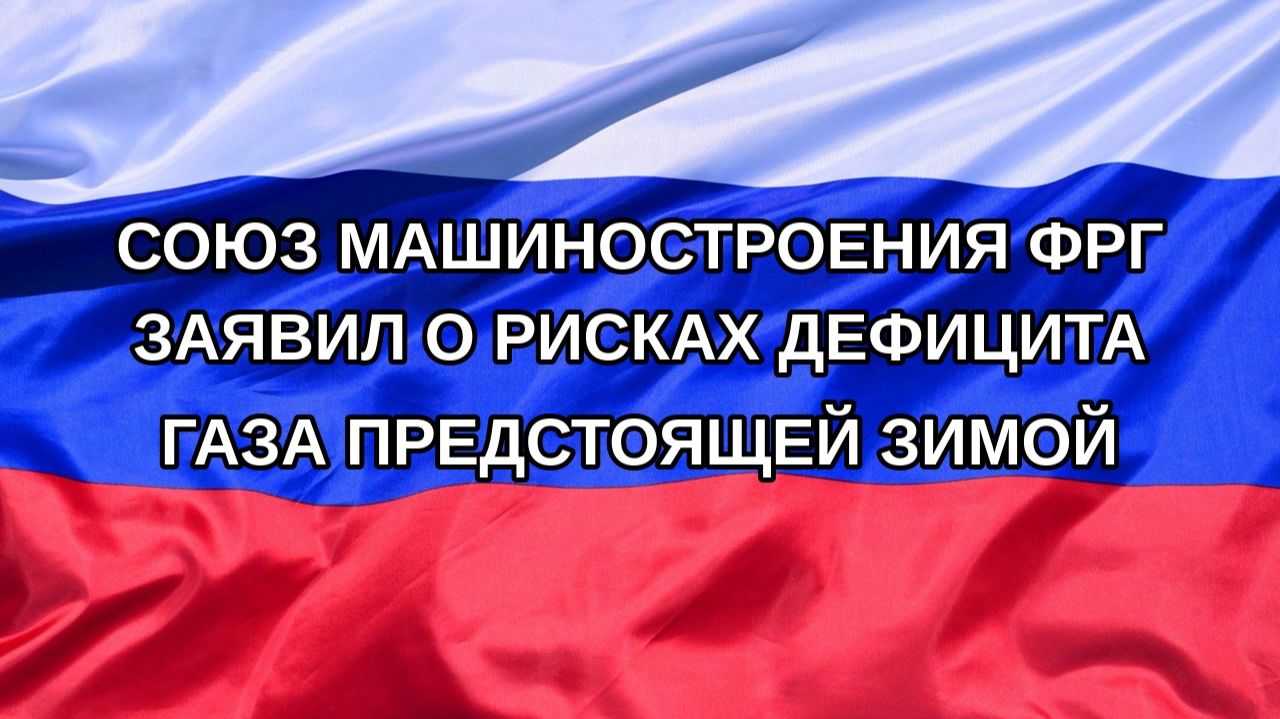 Н. РФ Союз машиностроения ФРГ заявил о рисках дефицита газа предстоящей зимой