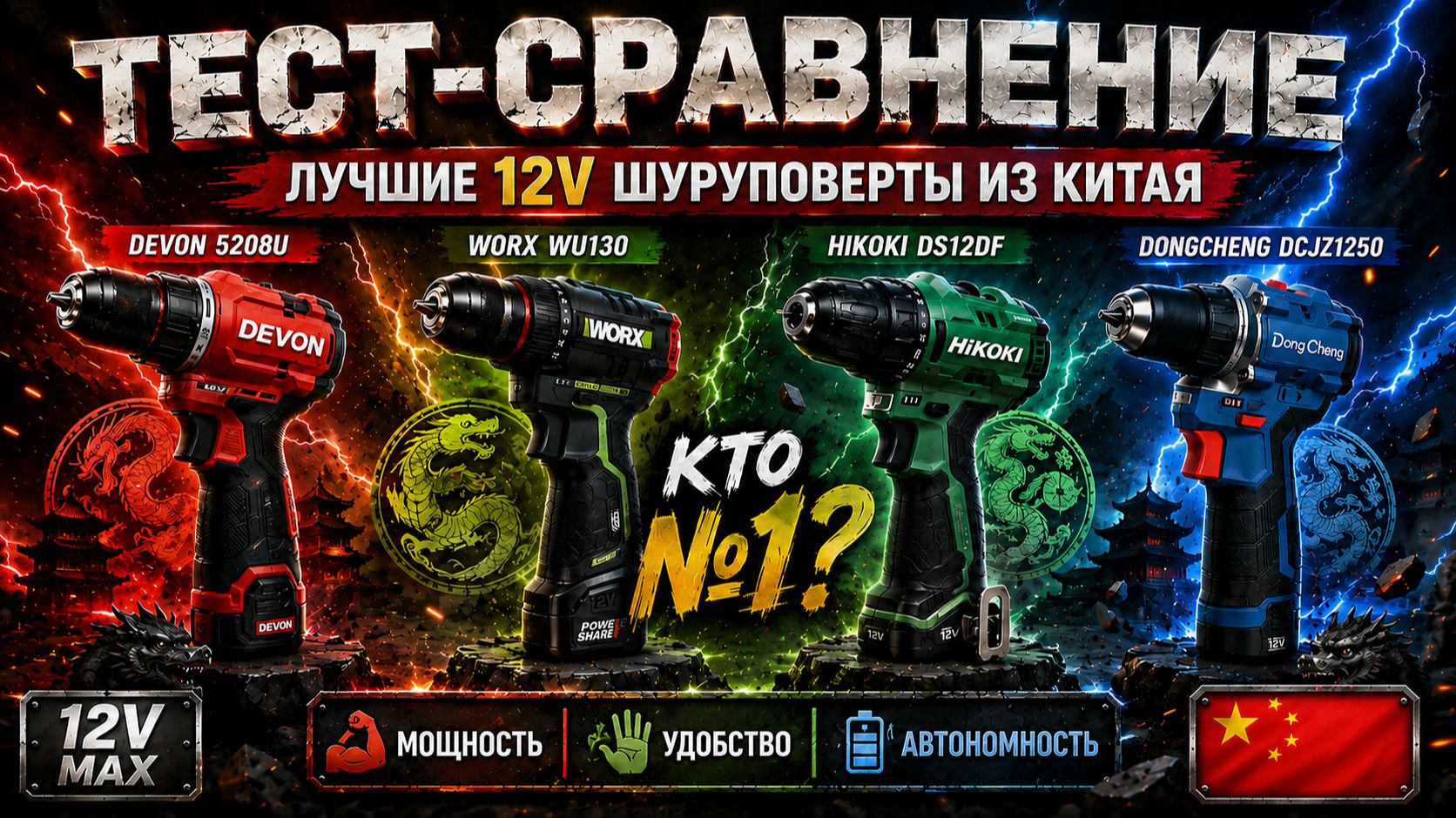 12V БИТВА: DEVON WORX HIKOKI и DONGCHENG - КТО МОШНЕЕ? Часть 1 из 3!
