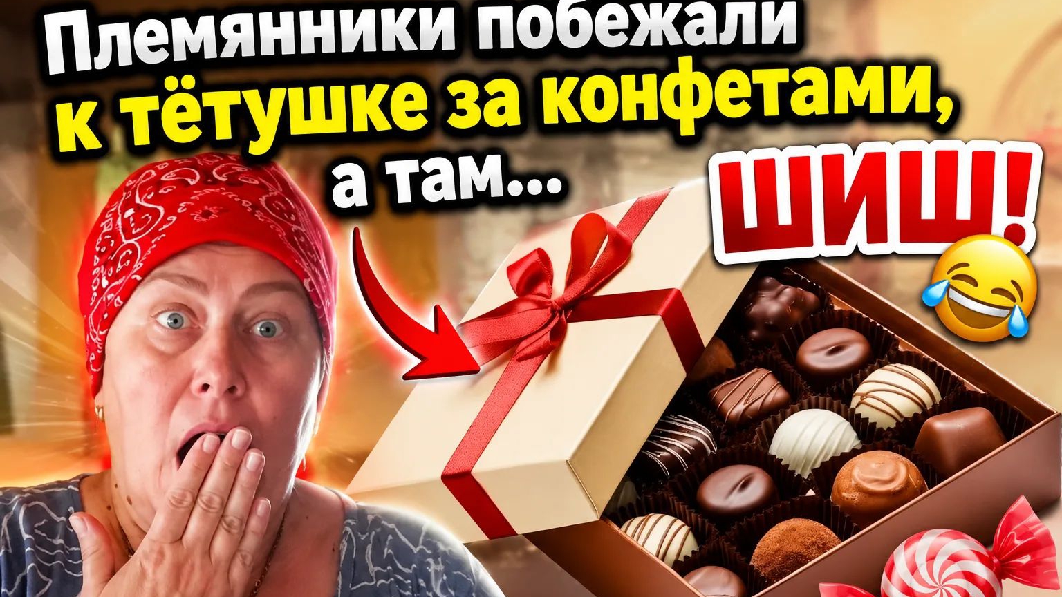 Племянники побежали к тётушке за конфетами а там ШИШ! 