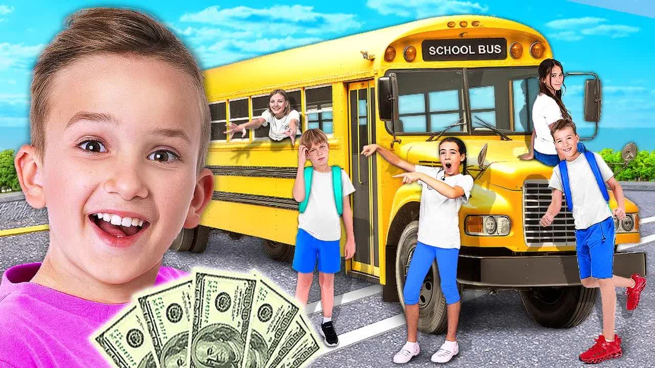 Жизнь в ШКОЛЬНОМ АВТОБУСЕ 24 ЧАСА ЧЕЛЛЕНДЖ!!