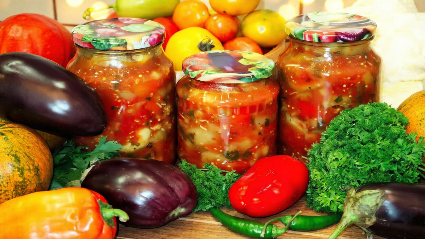 Летний вкус в банке: баклажаны, перец, томаты