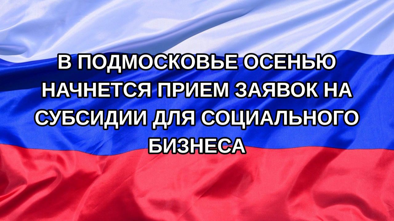 Н. РФ В Подмосковье осенью начнется прием заявок на субсидии для социального бизнеса
