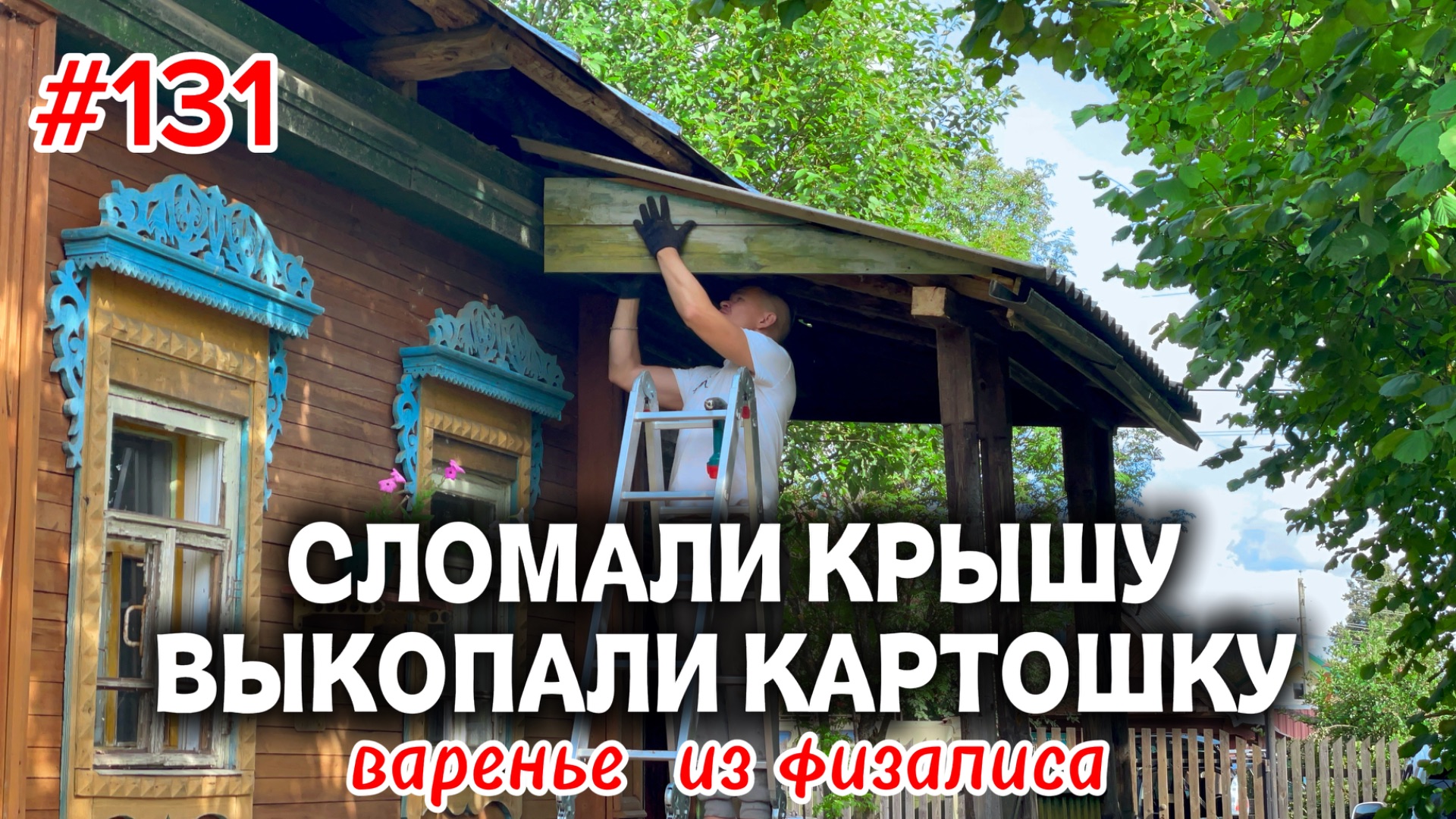 Два дома в деревне. Снесли навес деревянного дома. Копаем картошку и варим варенье из физалиса.