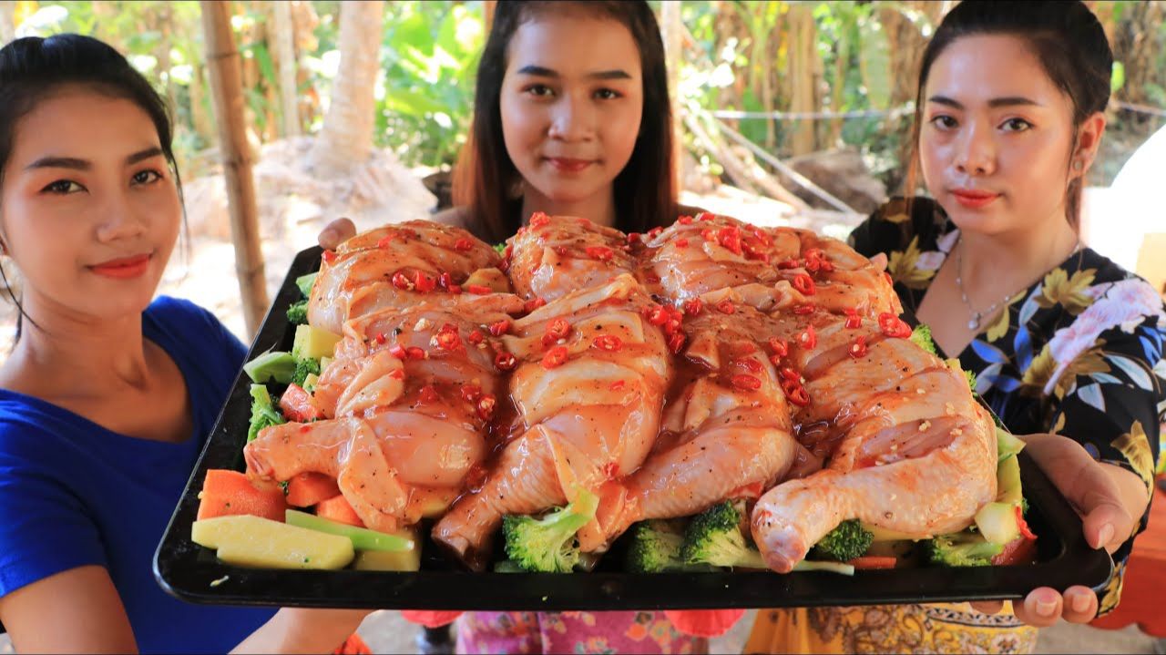 Рецепт куриной ножки с овощами -