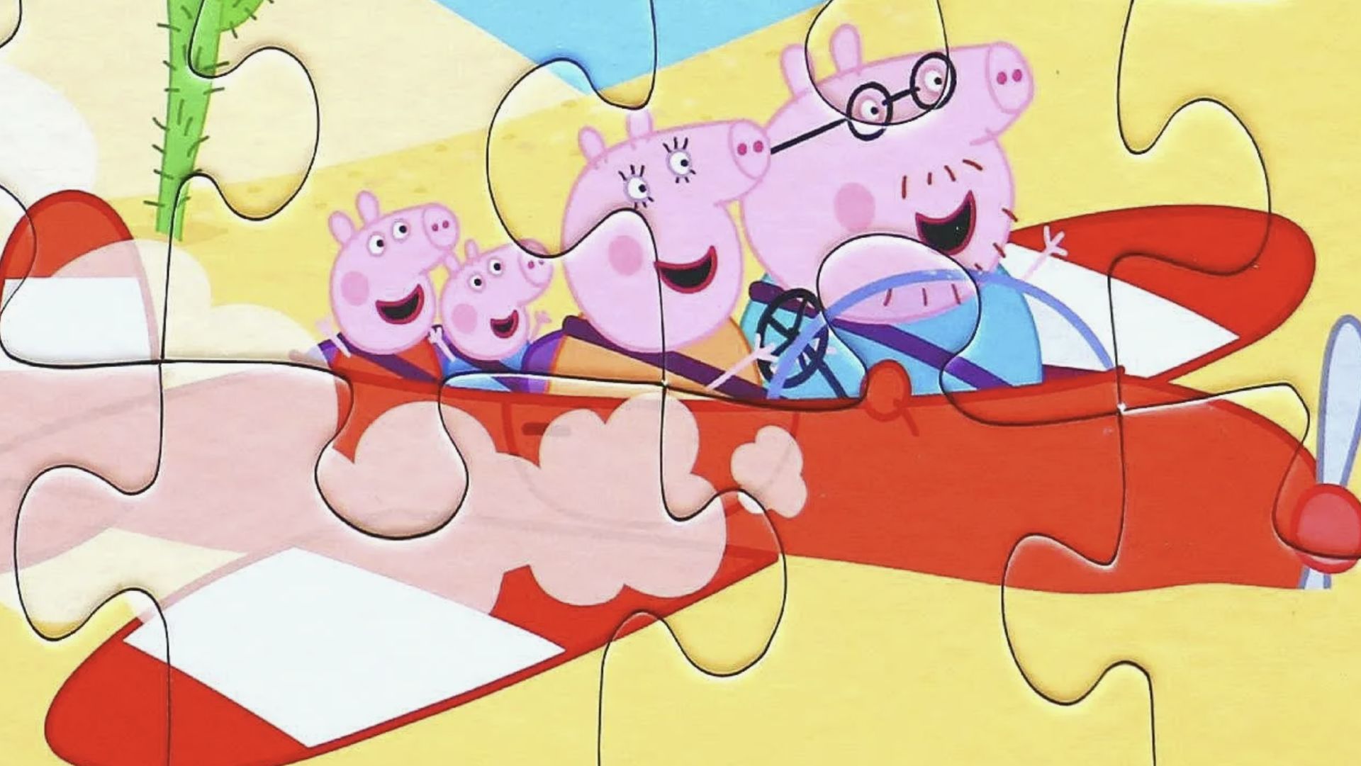 пазл Свинка Пеппа и Джордж едят мороженое -Собираем пазлы Peppa Pig детям