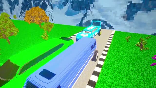 Гигантские автомобили против удивительного портала, который постоянно трансформируется