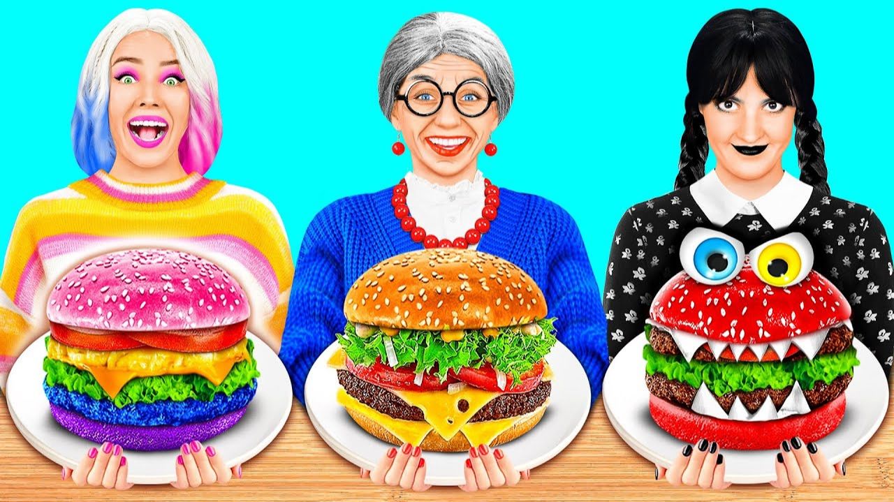 Кулинарный Челлендж# Уэнсдей Против Бабушки # Забавные Лайфхаки с Едой от Fun Fun Challenge