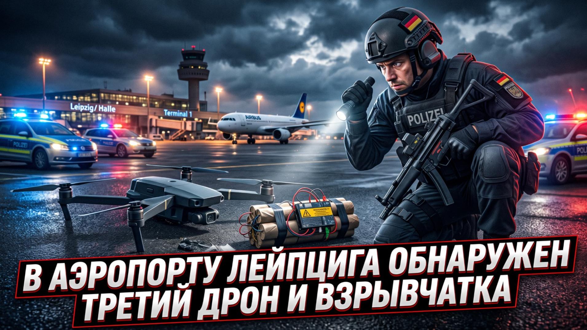 🧨Инцидент в аэропорту Лейпцига: обнаружены третий беспилотник и военная взрывчатка