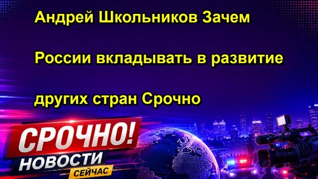 Андрей Школьников Зачем России вкладывать в развитие других стран Срочно