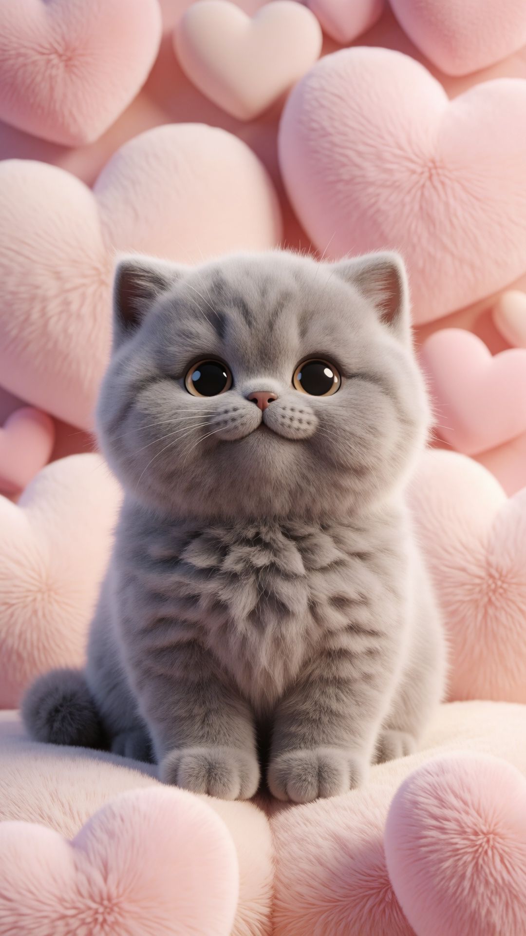 котёнок на сердечках