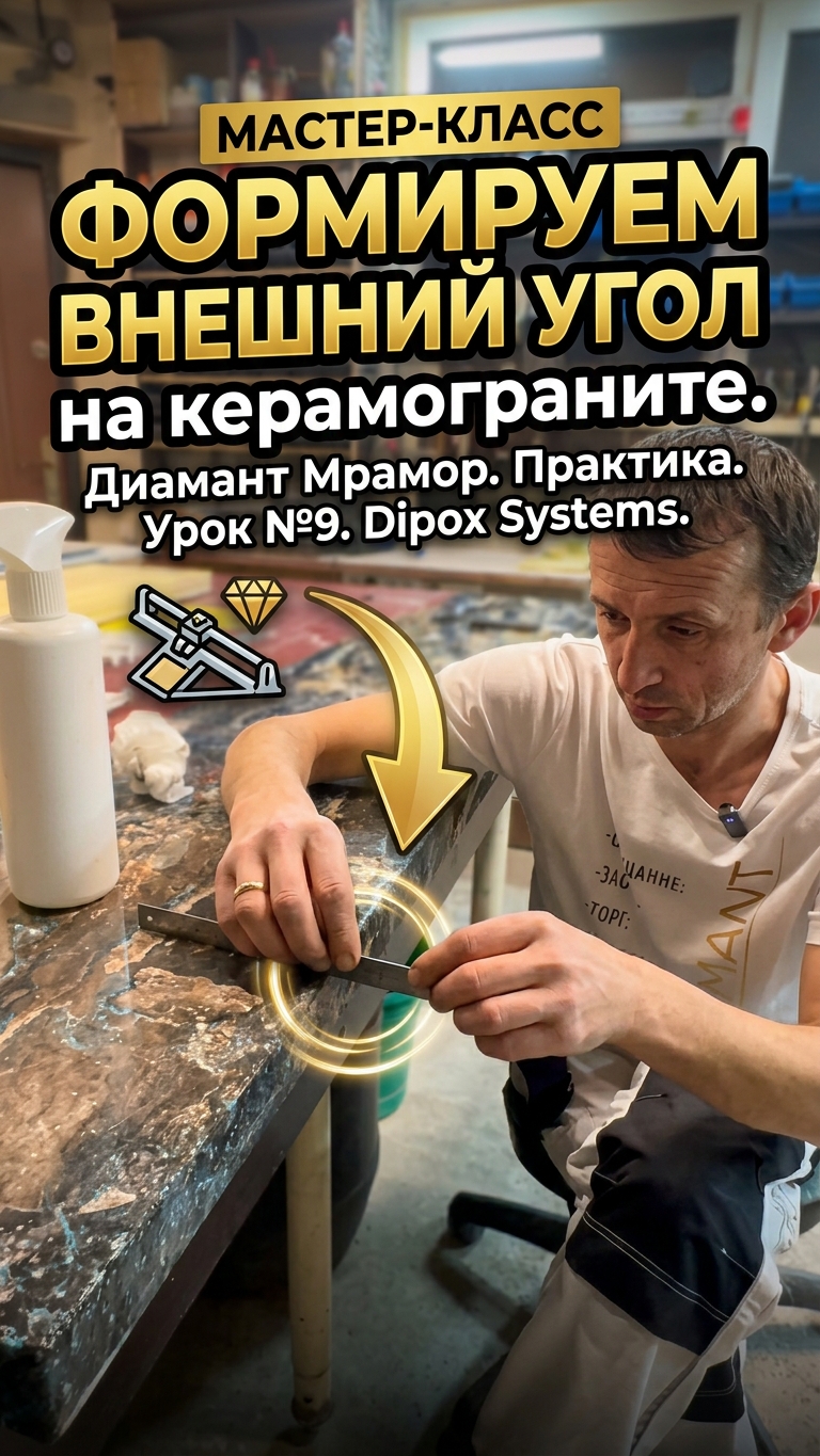 Мастер-класс Диамант Мрамор: формируем внешний угол на керамограните. Урок 9 DipoxSisystems