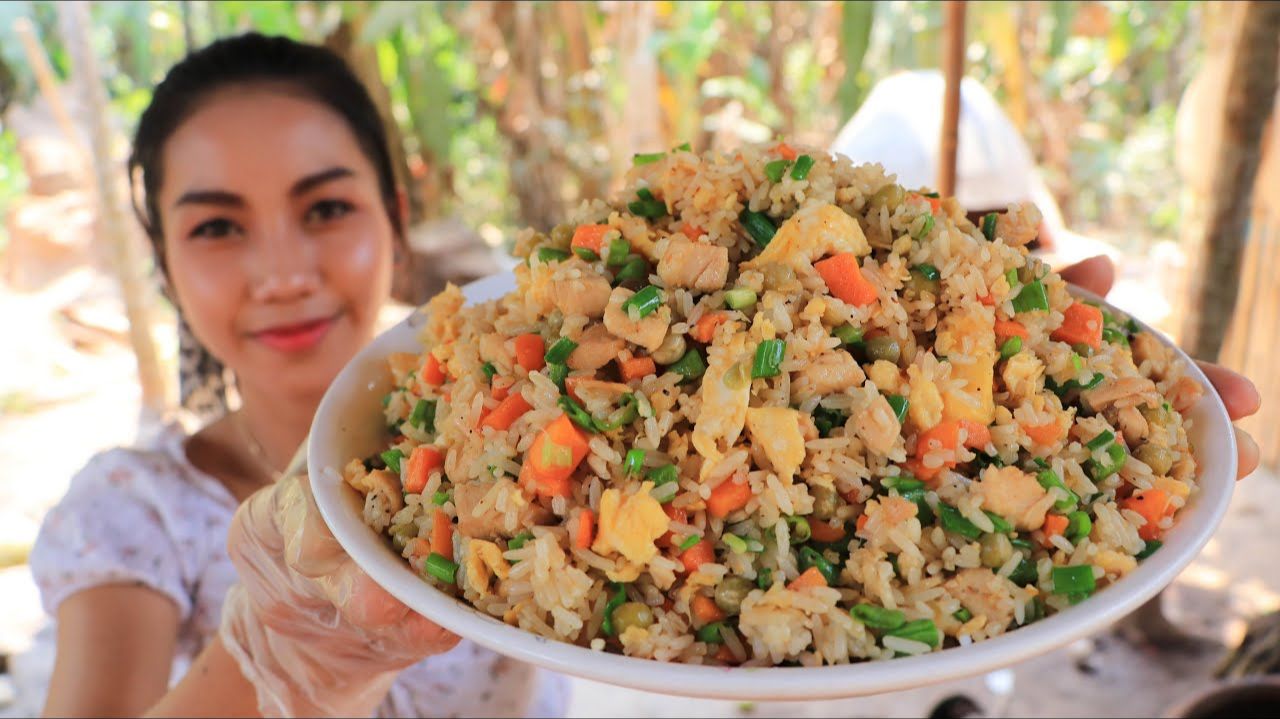 Рецепт курицы с рисом, жареной с овощами