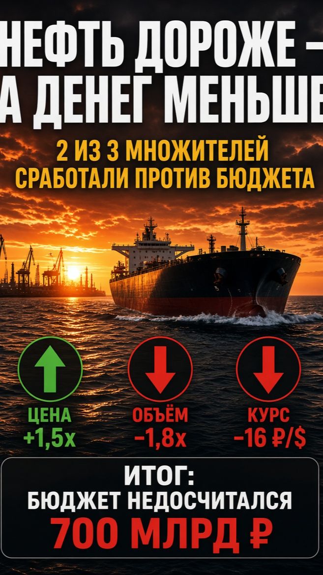 Нефть была в 1,5 раза дороже плана. А денег стало меньше