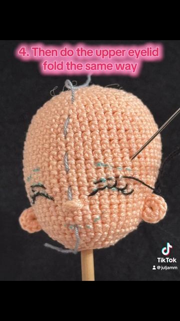 Easy Doll Face Embroidery  . #crochet #amigurumi #doll #tutorial #вязанаякукла #куклакрючком