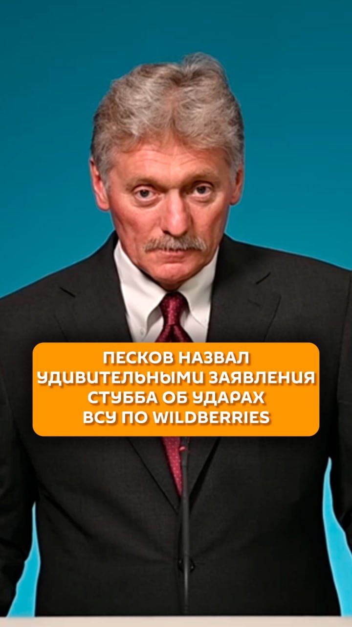 Песков назвал удивительными заявления Стубба об ударах ВСУ по Wildberries