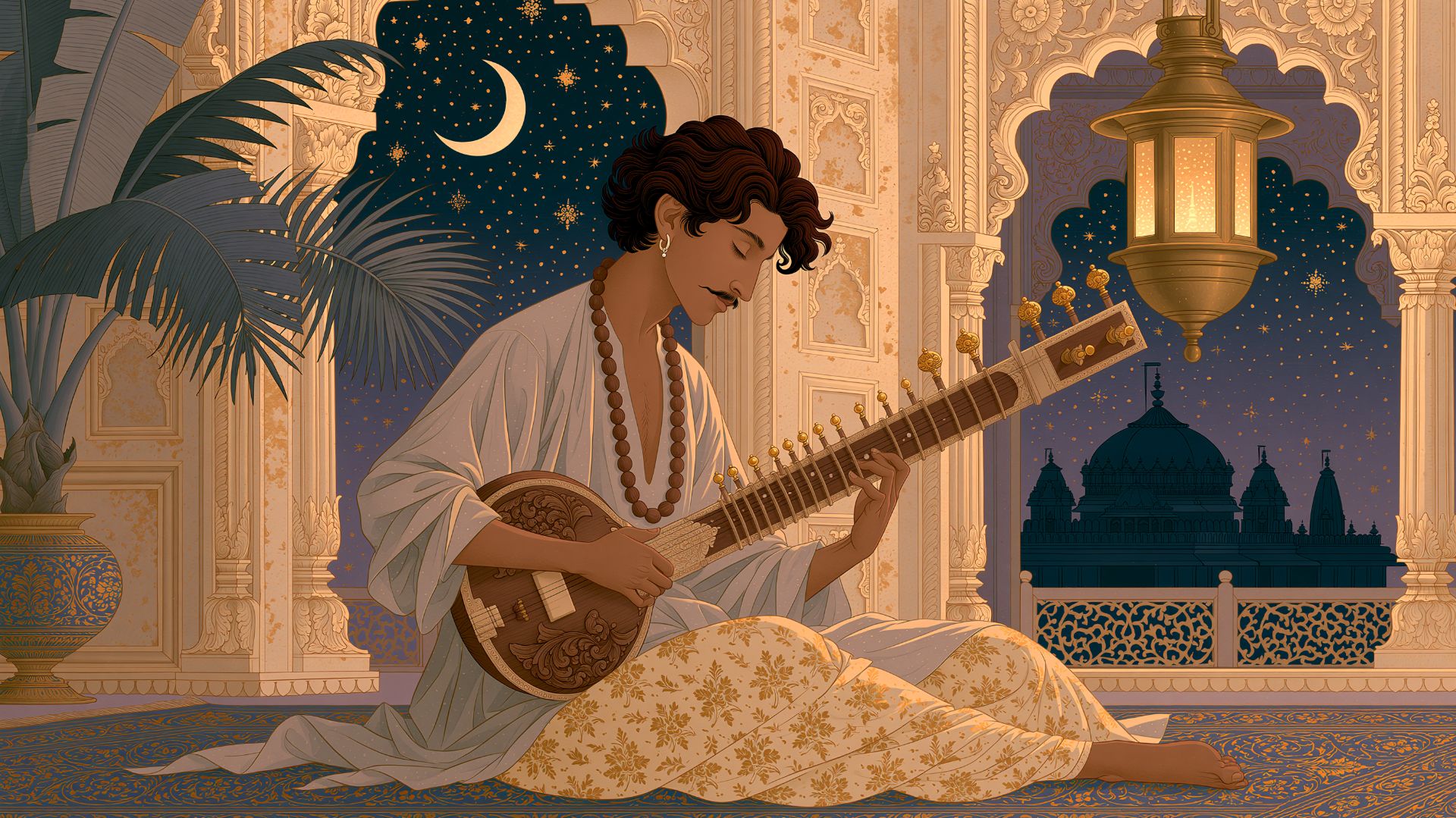 Sitar Under the Moonlight  Evening Meditation for a Peaceful Mind