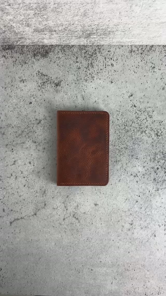 Обложка для документов из кожи Wax Cognac