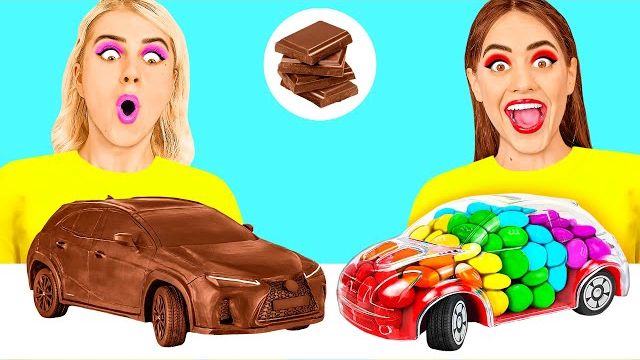 Челлендж. Шоколадная еда Vs. Настоящая еда. Едим только сладости 24 часа
