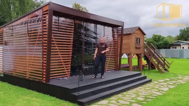 Супер-беседка с мягкими окнами и мангалом внутри. Хозблоки Филоненко