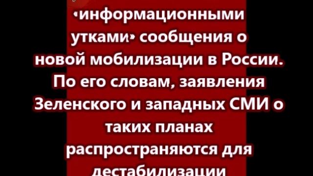 Песков назвал «информационными утками» сообщения о новой мобилизации в России