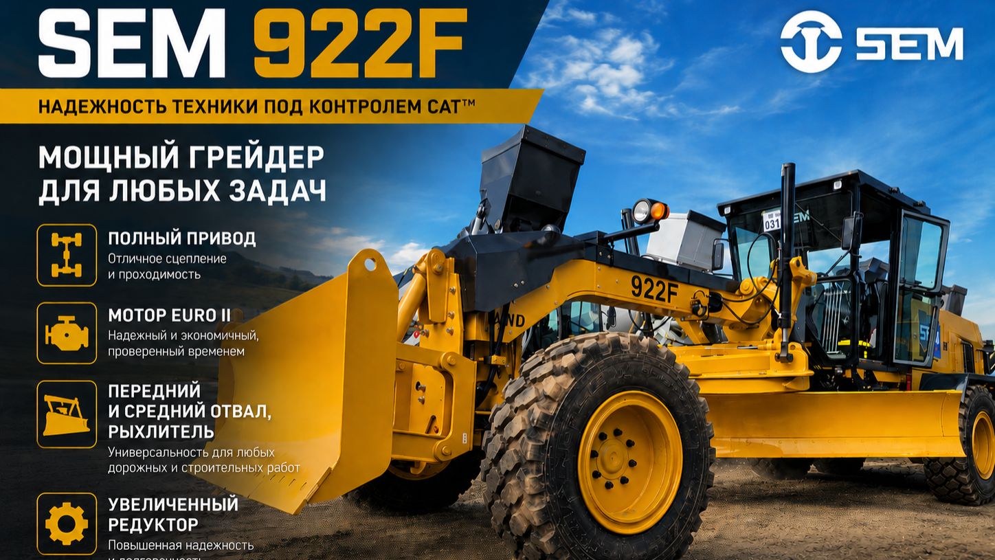 Грейдер SEM 922F - качество техники под контролем CAT™