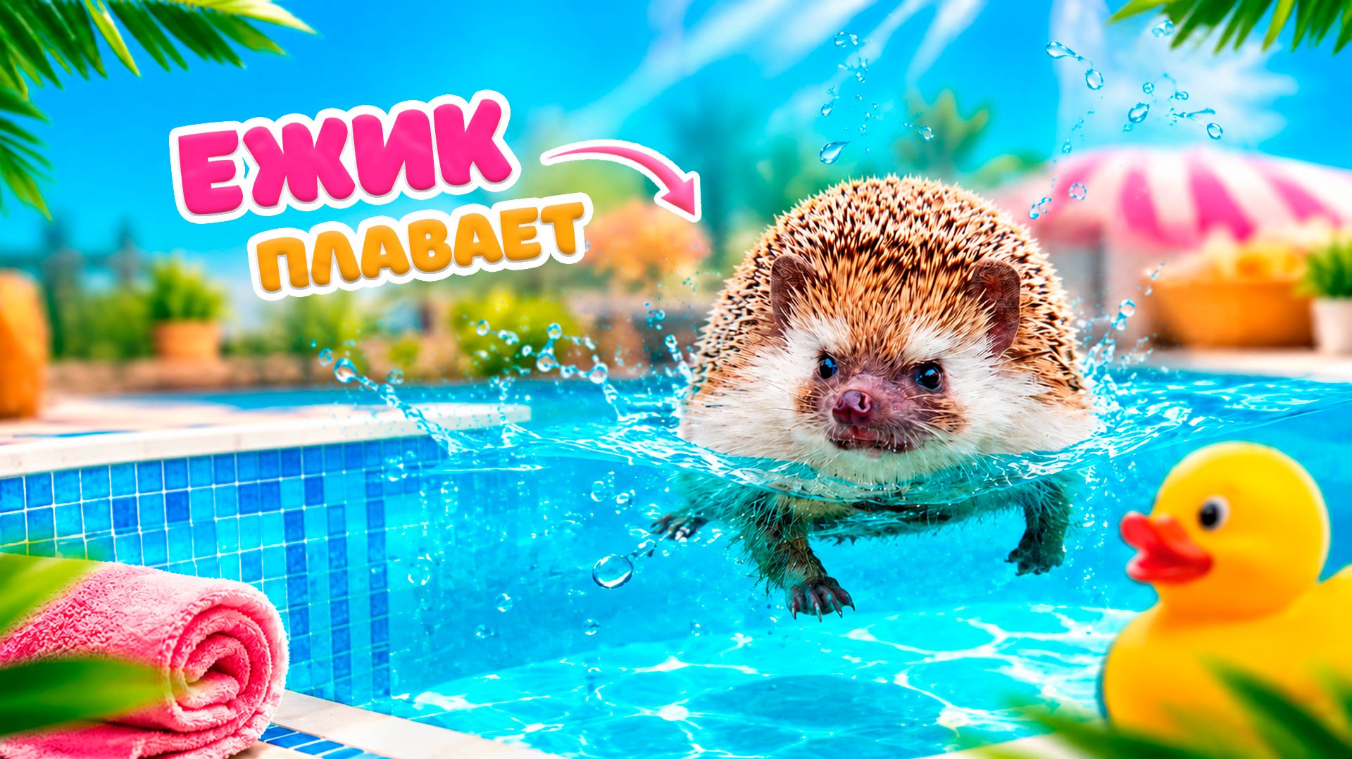 ЁЖИК БРУНО ПЛАВАЕТ В БАССЕЙНЕ! 🦔💦 СБОРНИК - Лучшие купания ёжика