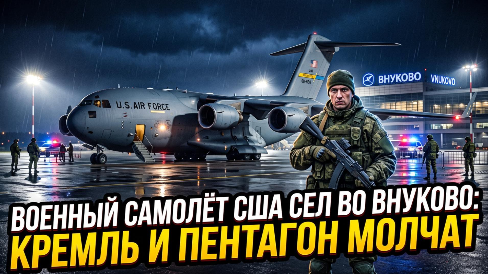 🛬 Военный самолёт США сел во Внуково: Кремль и Пентагон молчат