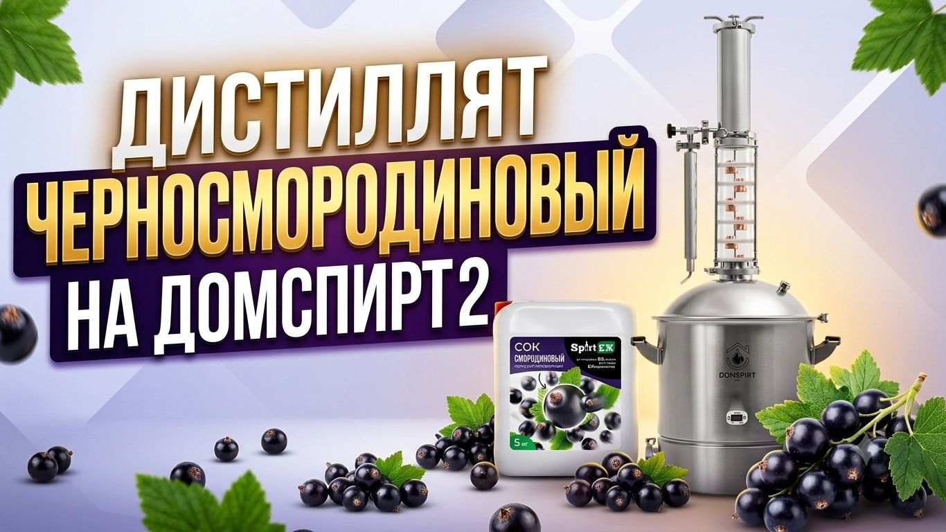Дистиллят из концентрированного сока черная смородина на самогонном аппарате Домспирт 2