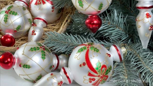 Набор ёлочных украшений КАРНАВАЛЬНЫЙ ОСТРОЛИСТ, стекло, 19 см, 6 шт., YA92404-набор