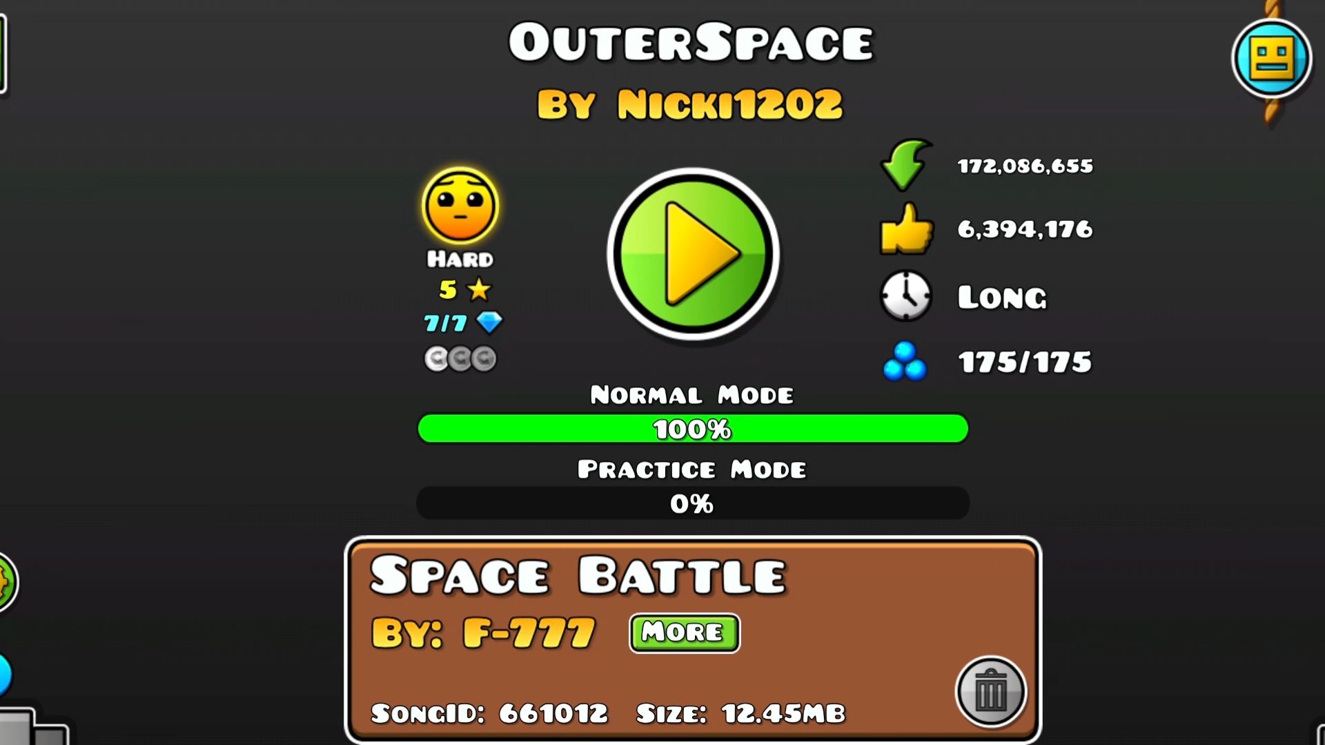 OUTERSPACE GEOMETRY DASH ПРОХОЖДЕНИЕ 1 МОНЕТА
