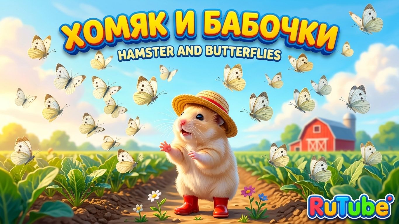 Мультики для детей. Хомяк и бабочки