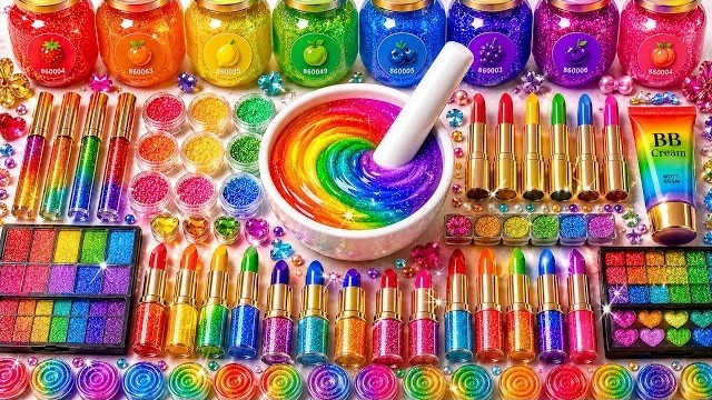 Satisfying Slime ASMR  DIY How To Make Glossy Slime Mixing Random Makeup Cosmetics Random Things
