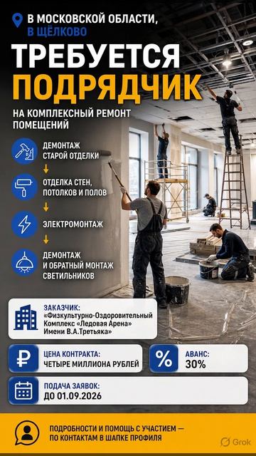 в   Московской области, в Щёлково требуется подрядчик на  демонтаж старой отделки,.  отделка стен