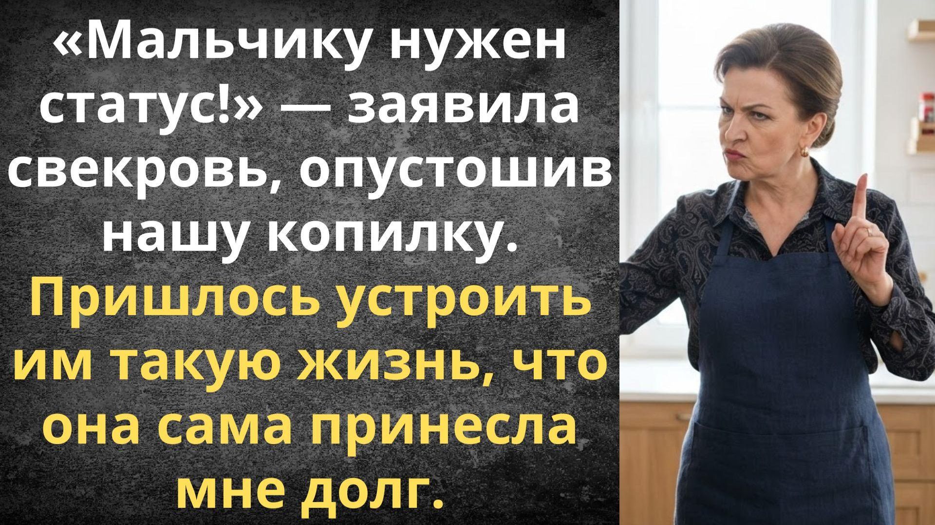 Мальчику нужен статус!  заявила свекровь опустошив нашу копилку  Истории из жизни