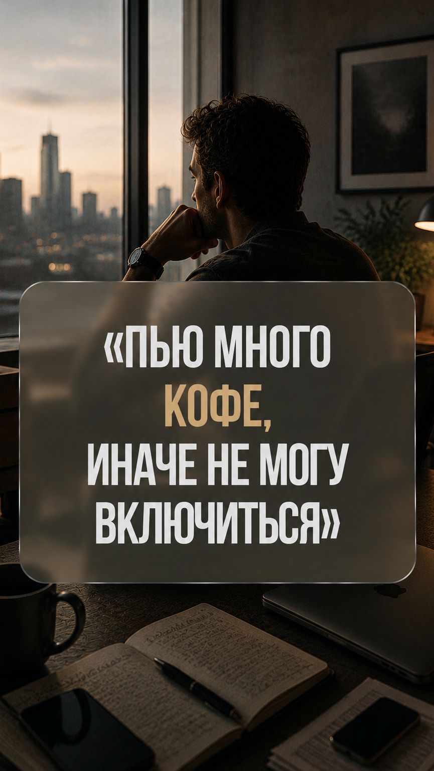 «Пью много кофе, иначе не могу включиться.» Речь здесь совсем не про кофе