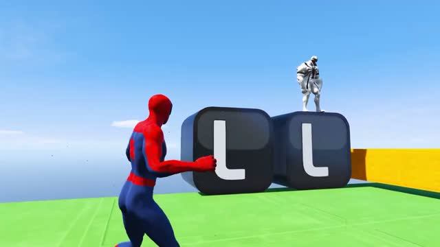 Эпичные падения в GTA 5  Красный Человек-паук против Красного и Зелёного Миньонов