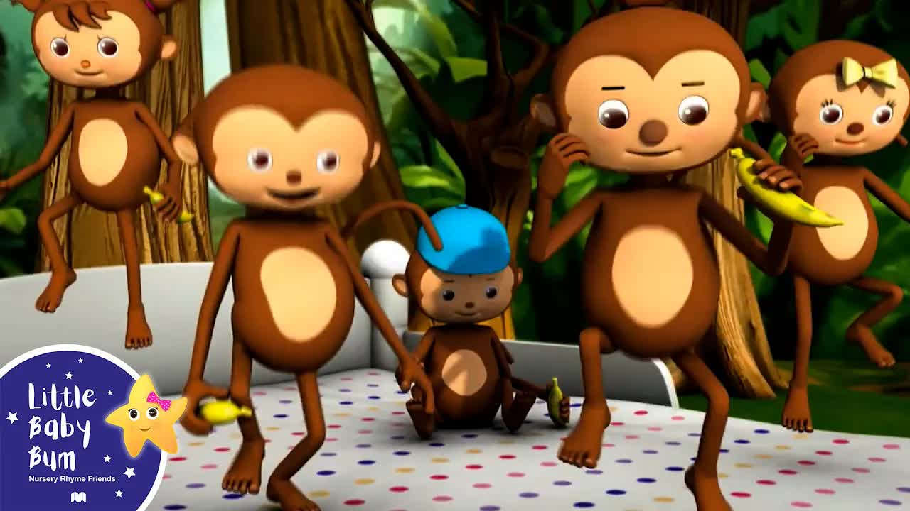 Пять маленьких обезьянок прыгают на кровати | Little Baby Bum - Детские стишки для малышей