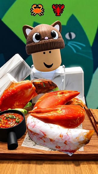 🦀 ASMR Мукбанг с гигантским крабом в Роблокс #roblox