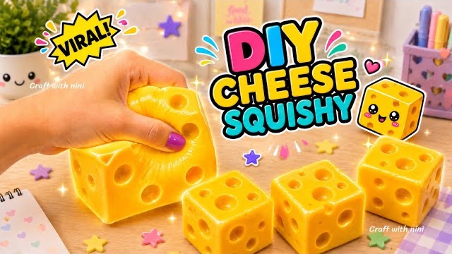 How To Make Viral Cheese Squishy / No Glue No Scissors/ Diy Cheese Squishy Easy / Tiktok Crafts Art