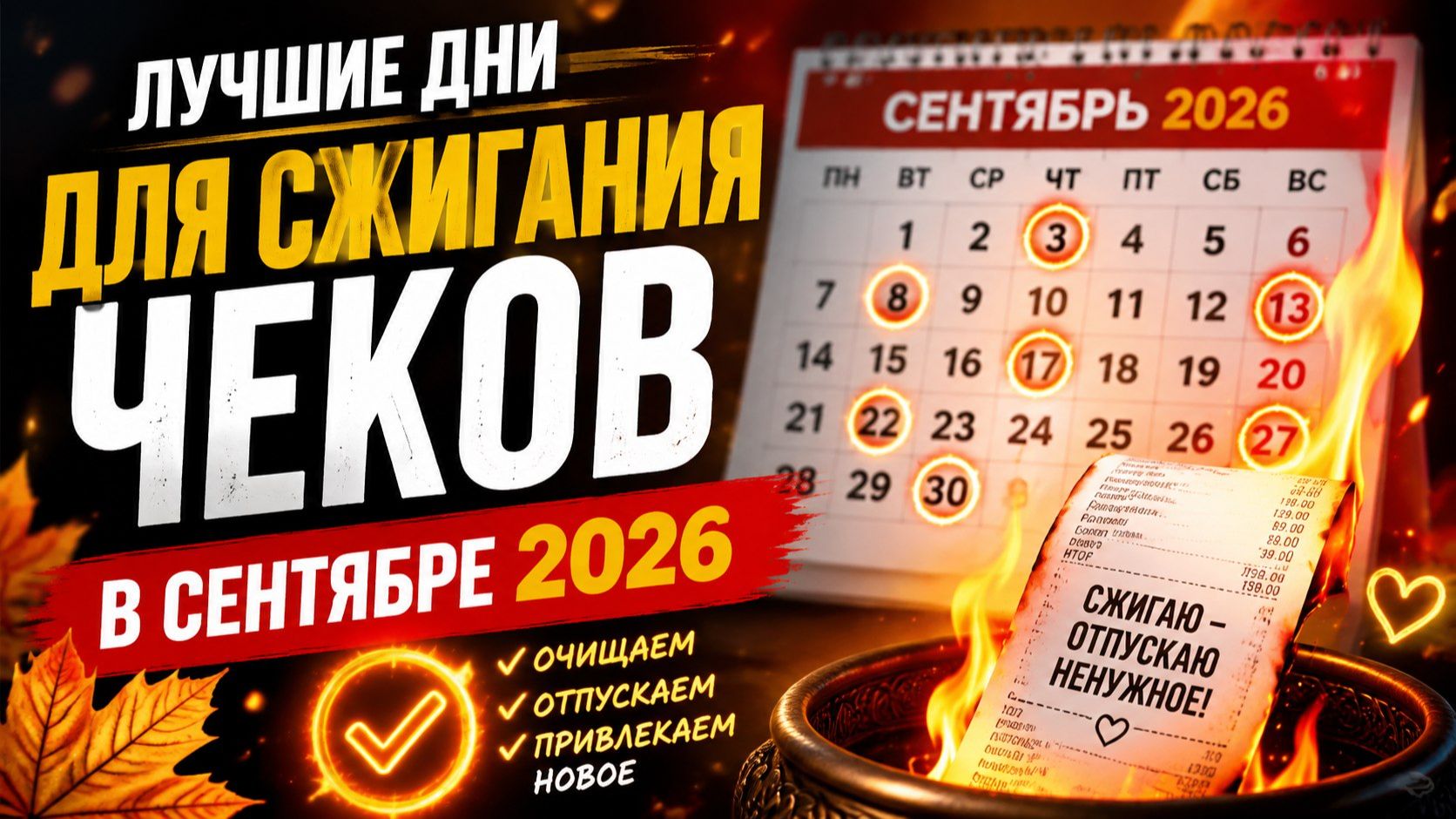 Лучшие дни для сжигания чеков в сентябре 2026