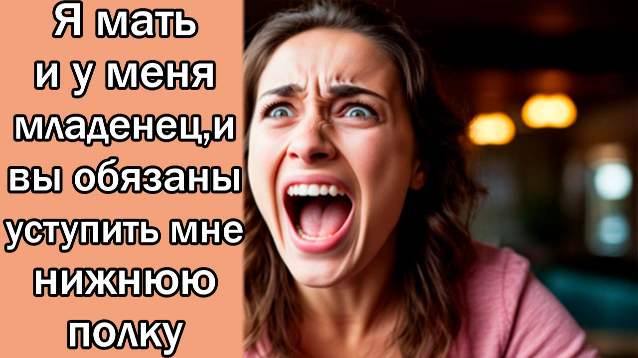 Я мать и у меня младенец,и вы обязаны уступить мне нижнюю полку