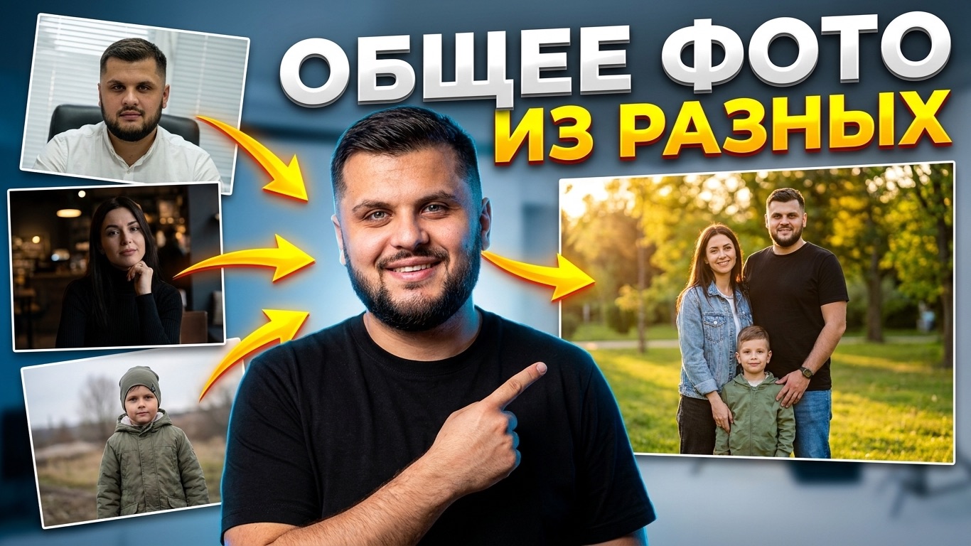 Как объединить несколько фото в одно | Групповое фото с помощью ИИ