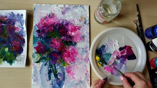 Цветы акрилом и мастихином. Борисова Екатерина