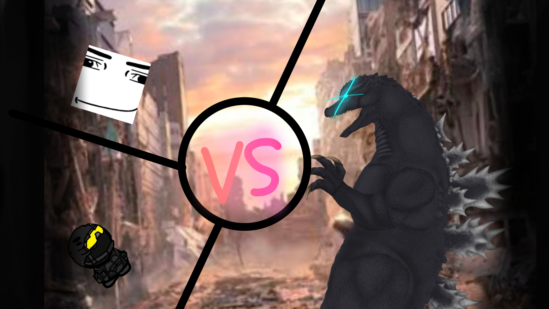 Годзила ФВ Vs Лицо мужчины
