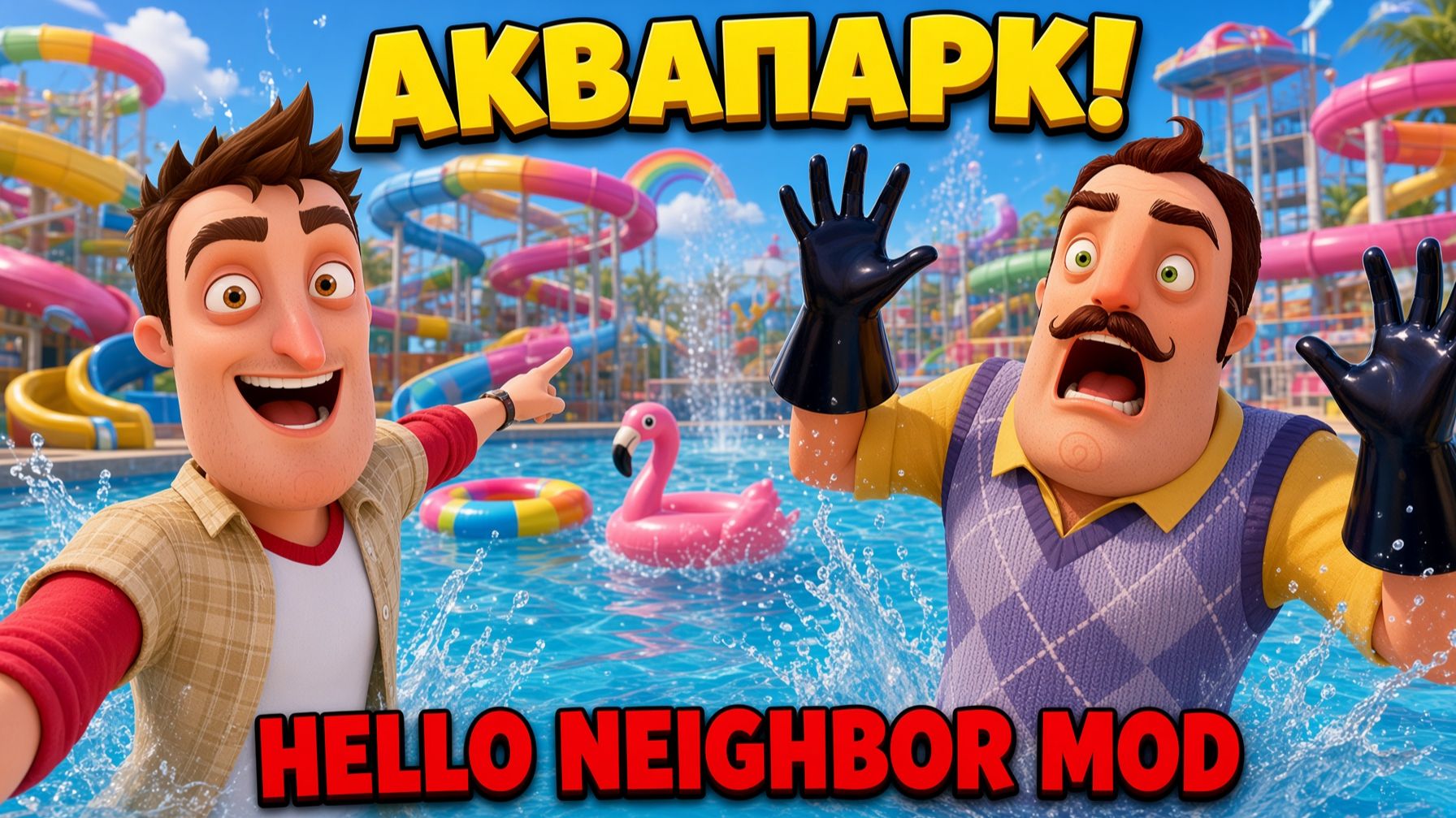ПРИВЕТ СОСЕД В АКВАПАРКЕ!ИГРА HELLO NEIGHBOR MOD HELLO POOL