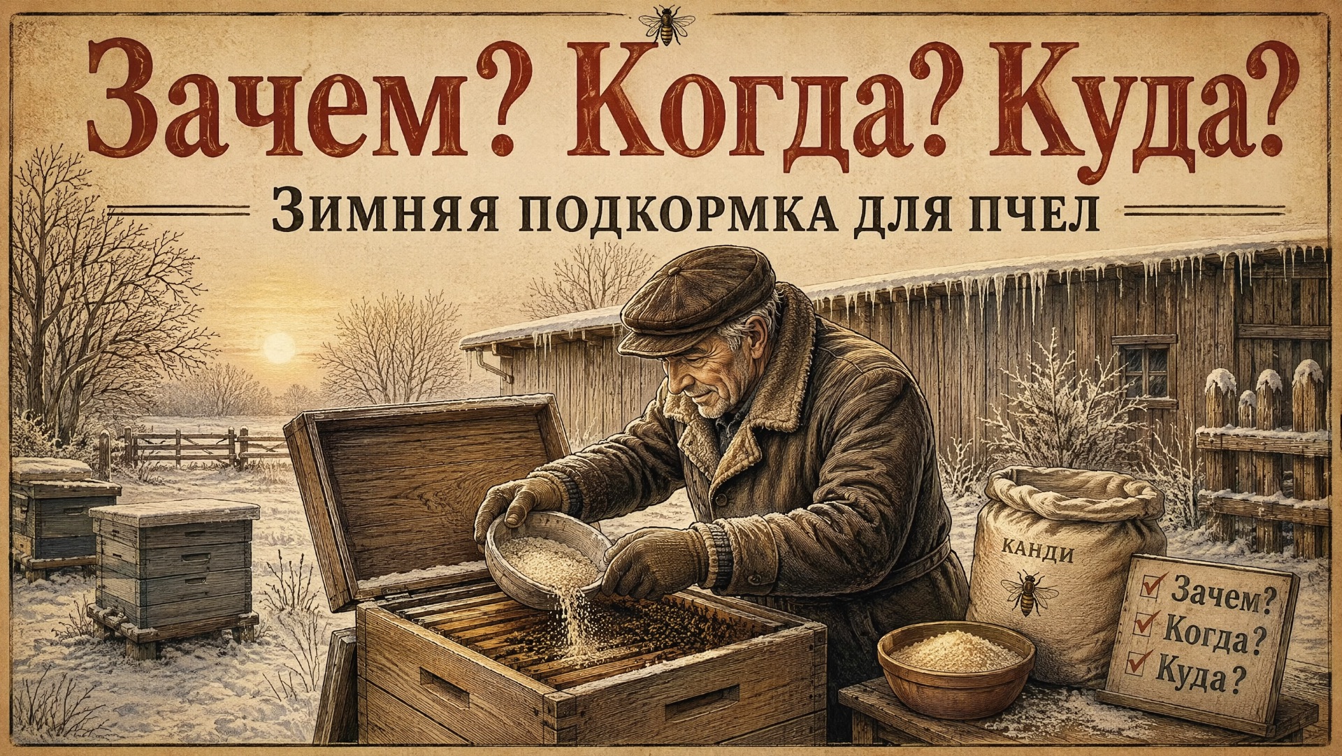 ЗАЧЕМ? КОГДА? КУДА КЛАСТЬ? подкормка пчел в конце зимы