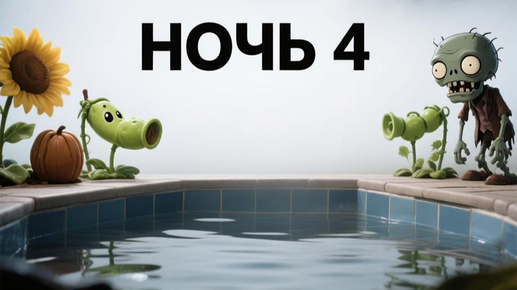 Растения  против Зомби . Туман. Ночь 4.