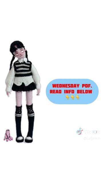 Wednesday PDF Pattern Available. Follow The Link In My Channel Bio To Purchase It. #crochet #doll