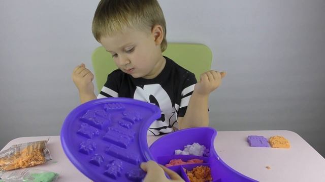 ★ Кинетический Песок Цветной с Формочками Распаковка Распаковка кинетического цветного песка