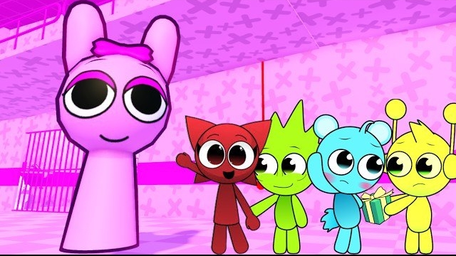 Sprunki Baby Mroona Саймон Скай и Оуаккс сыграли в Pinki Splankis Prison Run Obby в ROBLOX